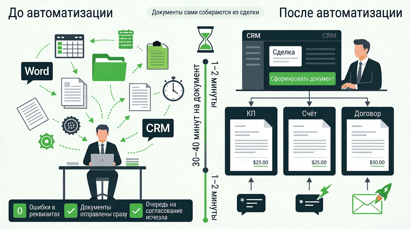 Авто-генерация КП, счетов и договоров из CRM