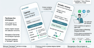 Онлайн-оплата из amoCRM: Т-Банк, ЮKassa, СберБизнес, Альфа